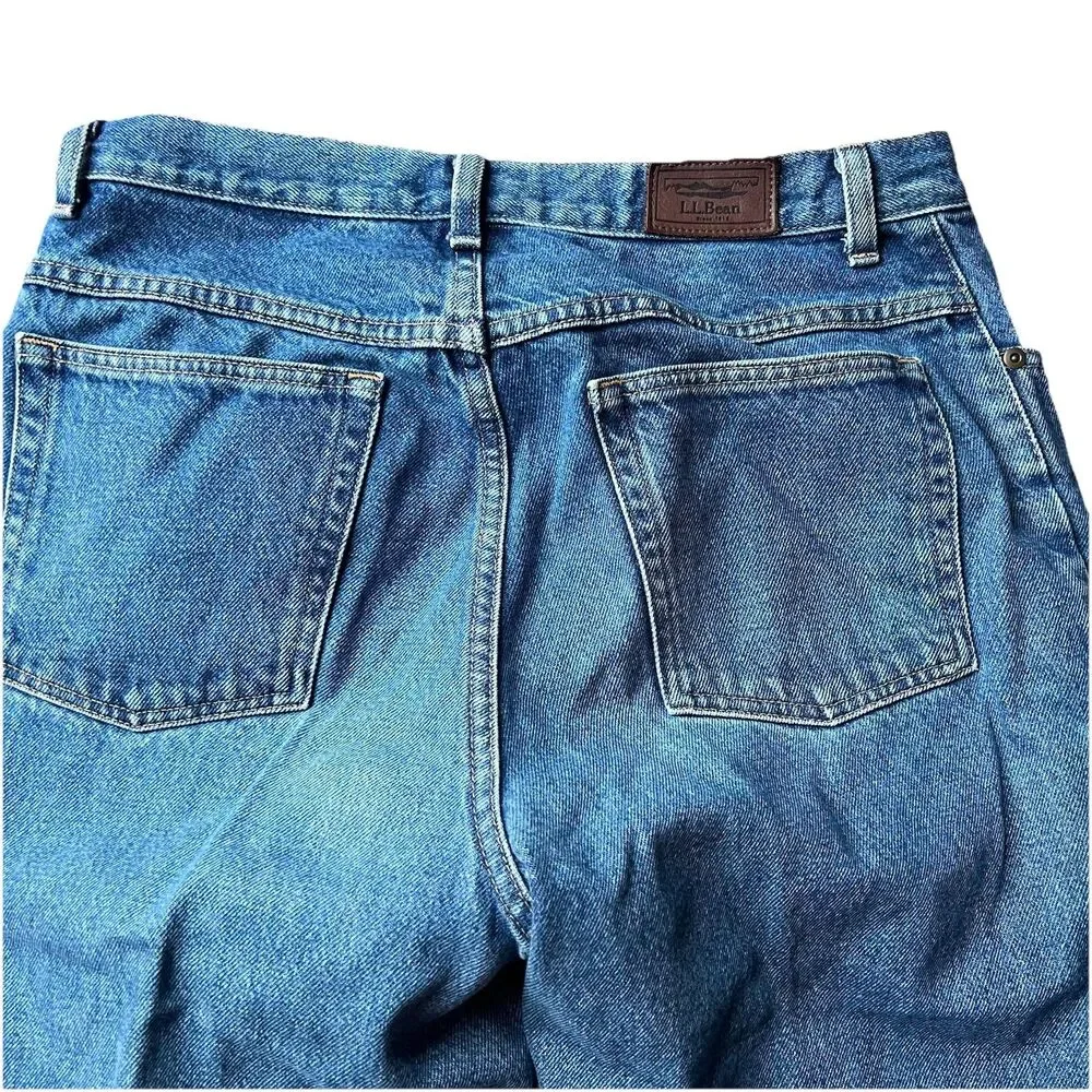 LL Bean Original Fit Traditional Blue Jeans Cotton Denim Women's 14 Petite - Picture 7 of 8